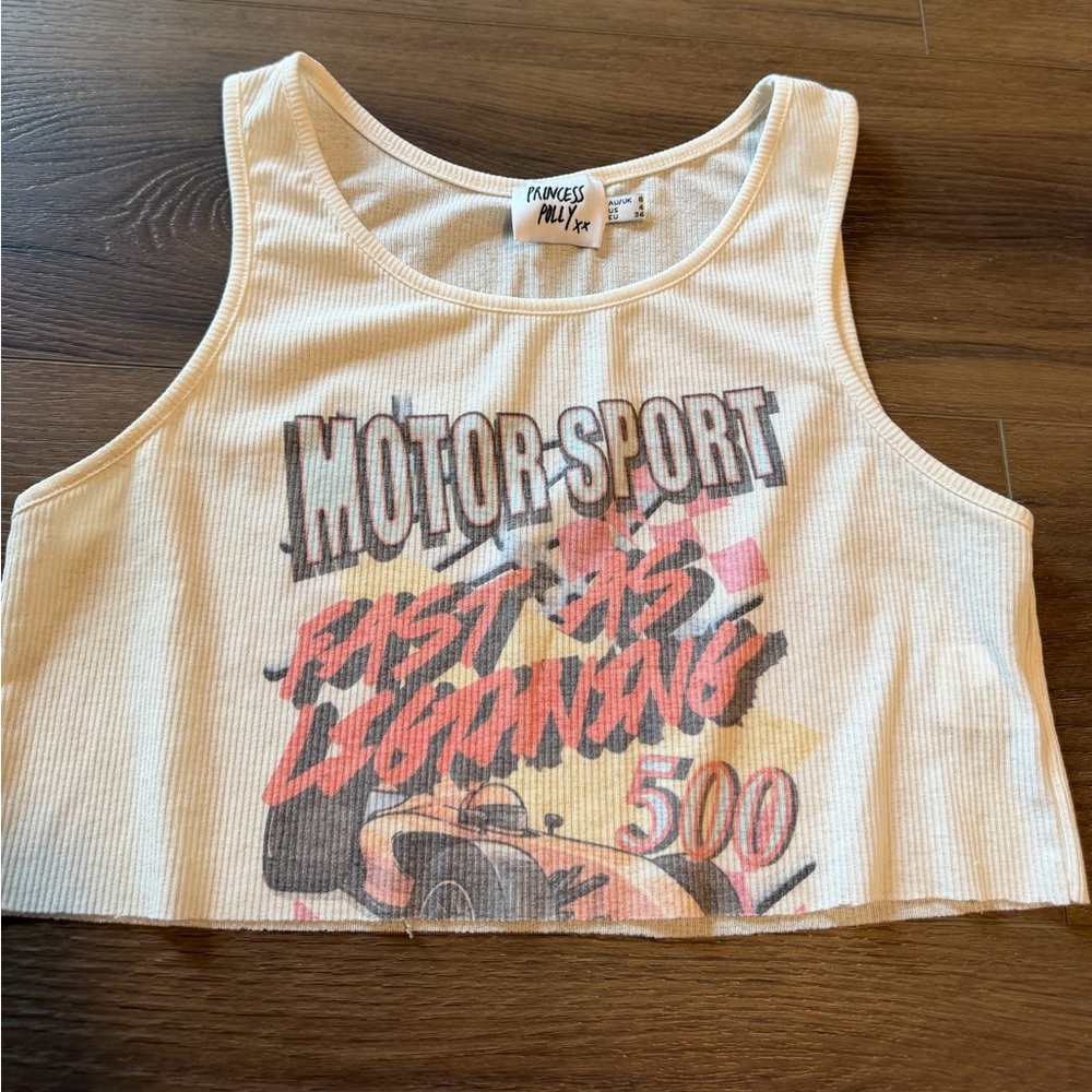 Princess Polly Cream Motorsport Tank Top